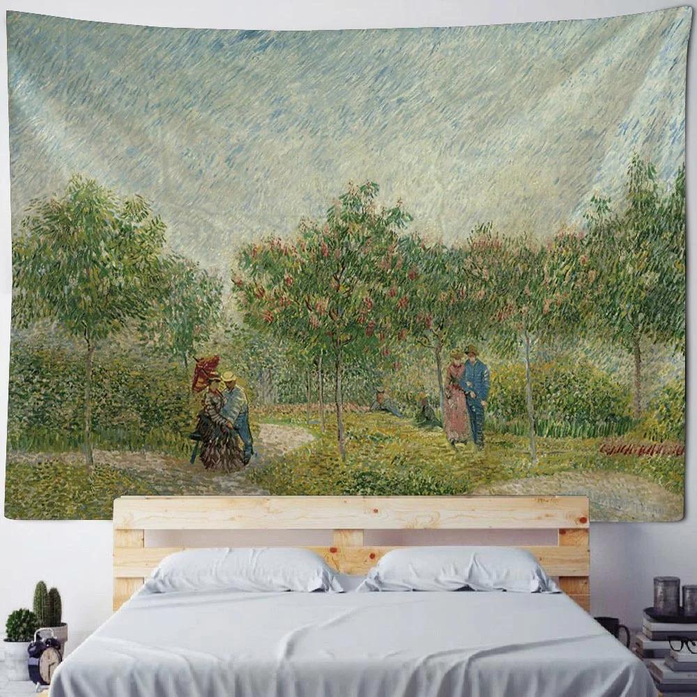 Vintage Tapestry, Art Poster, Lotus Wall Hanging, Van Gogh Oil Painting, Aesthetic Tapestry, Living Room And Bedroom Decoration