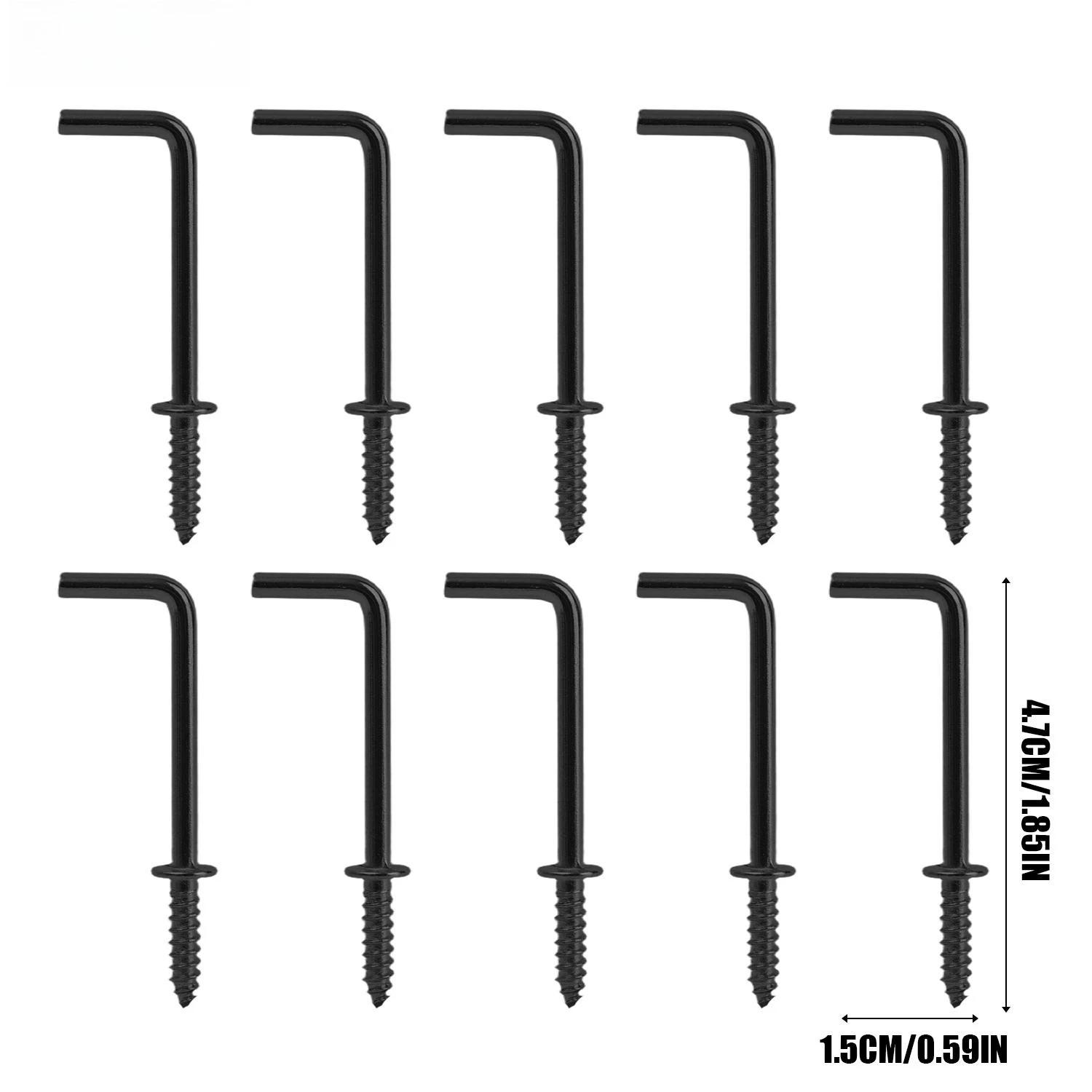 

L Shaped Self Tapping Screw Hook Heavy Duty Metal Right Angle Screws For Hanging Kitchen Bathroom Organizer Hook Hardware Tools 10PCS чёрный