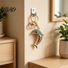 Rhinestone Pendant Keychain Pendant, Sparkling Rhinestones Dolphin Shape Keychain, Electroplated Surface Durable Charm Key Holder with Ring
