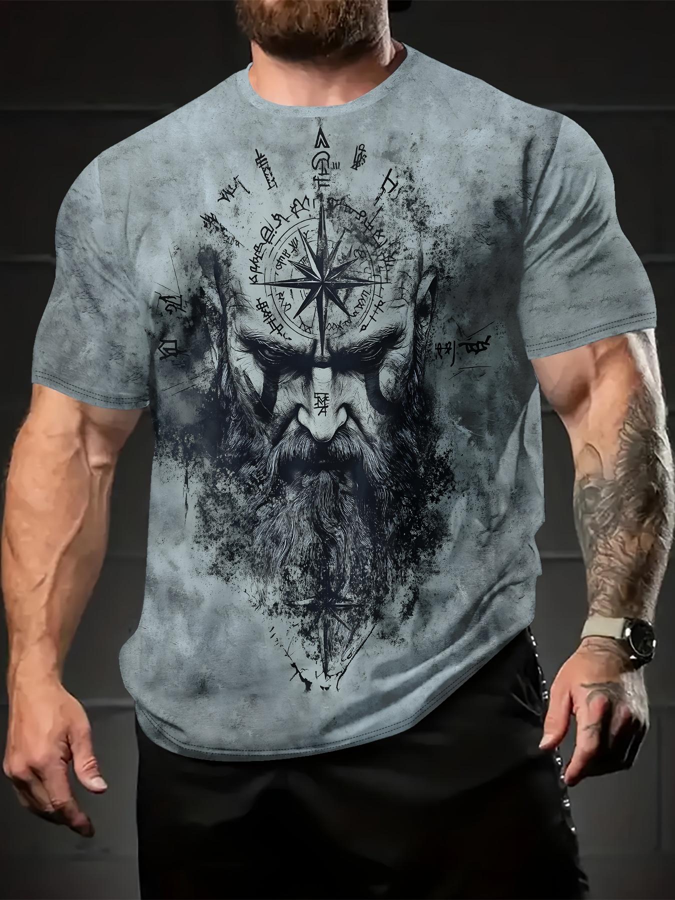 Stylish Digital Print T-shirt, Men s Short Sleeve for Outdoor & Daily Use S