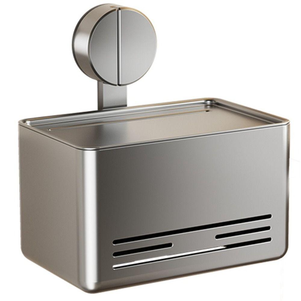 With Drawer Suction Cup Tissue Box Aluminum Wall Mounted Tissue Box Roll Holder  Bathroom Use