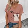 Summer Women's 3D Printed Women's V-neck T-shirt Casual T-shirt