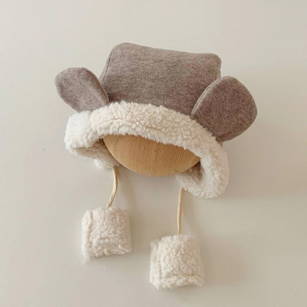 

Fleece Bear Ear Hat Cute Ear Protection Hat Kawaii Baby Beanie Cap Boys Girls кофейный