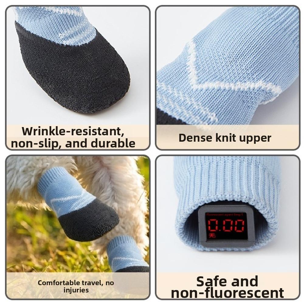 4PCS Breathable Pet Floor Socks Adjustable Dog Foot Covers Knitted Pet Knitted Socks Outdoor Use