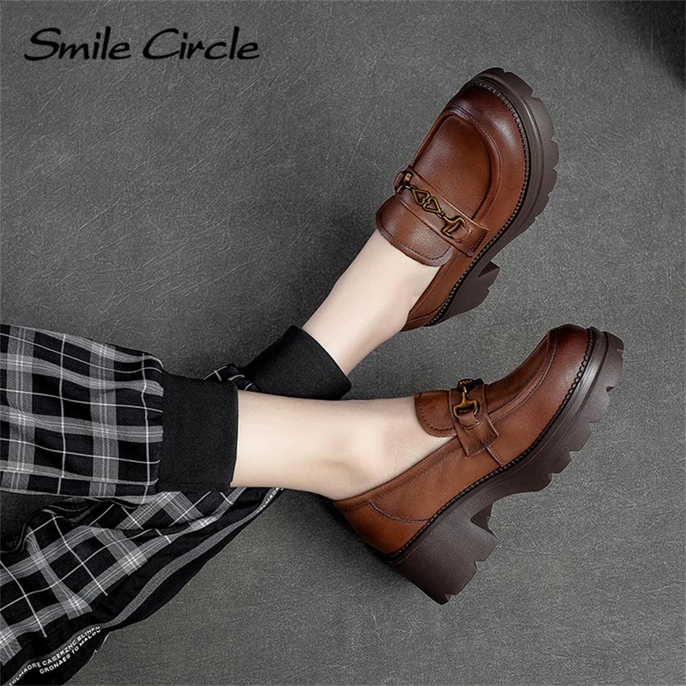 Chunky Heel Low-top Loafers Handmade Retro Casual Shoes Fashion Versatile Thick Bottom Women's Shoes