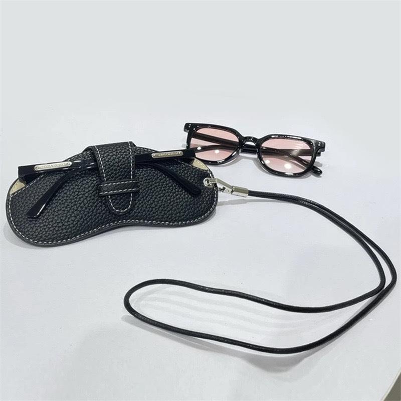 1PC Waterproof Sunglasses Bag Portable Hanging Neck Glasses Storage Case Fashion PU Leather Eyeglasses Pouch For Women Men