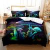 3D Digital Printing Fluorescent Mushroom Series Three-Piece Bedding