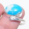 Natural Larimar Gemstone Handmade 925 Sterling Silver Jewelry Ring Size 7.5 G4f24