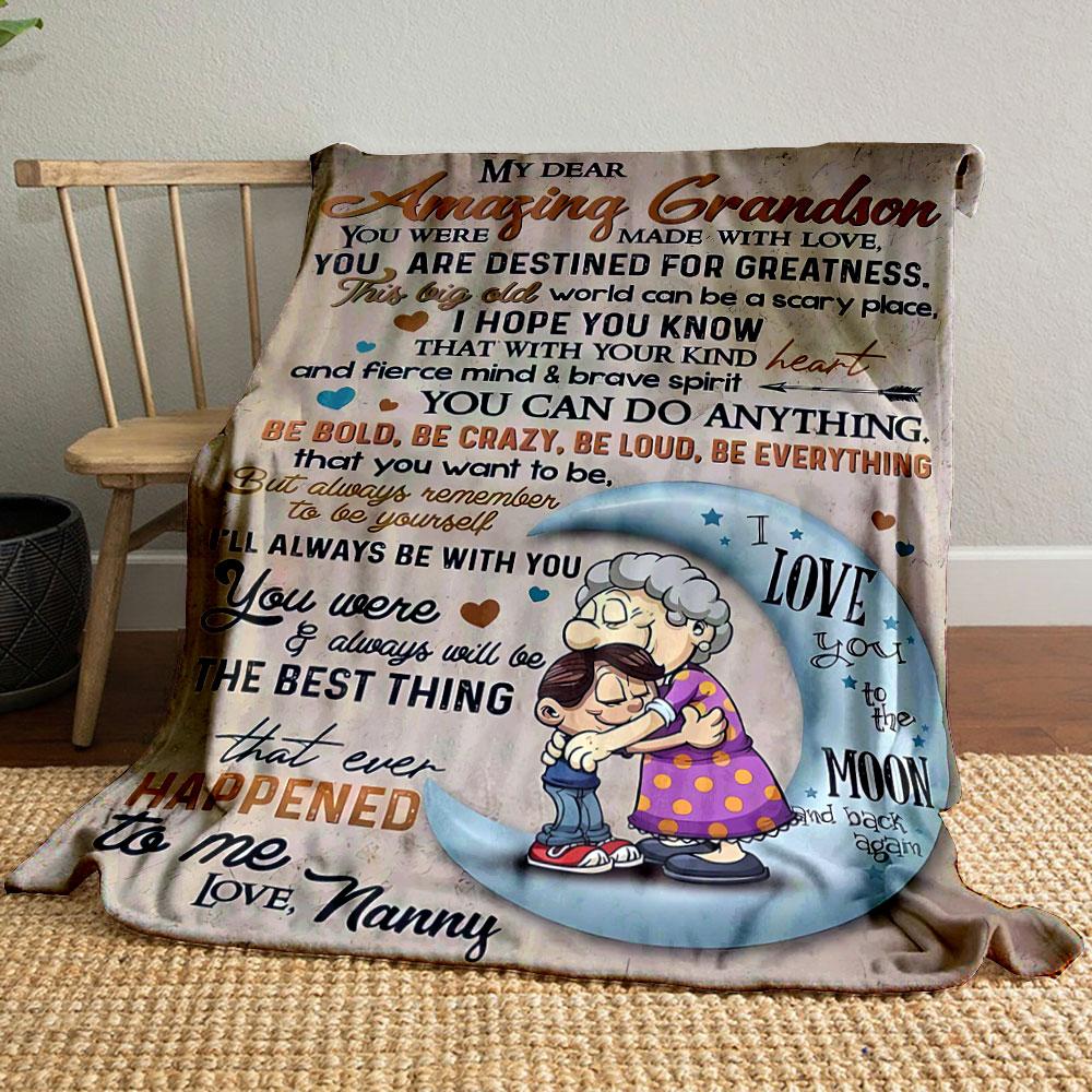 

Grandson Nanny Moon Blanket bedroom Blanket for Livingroom Couch lunch break Soft throw for Friend s festival Gift 80cm x 120cm
