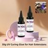 30g UV Curing V Light Glue for Hair Extensions, Fast Curing Invisible & Waterproof Adhesive for Long-Lasting Hair & Lash Extensions