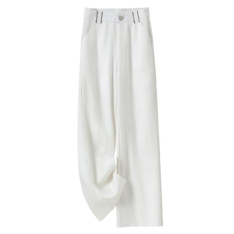 2025 Women's High-Waisted Linen-Cotton Wide-Leg Pants - Slimming, Wrinkle-Resistant, Casual Summer Style