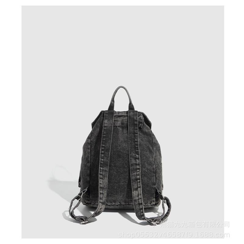 Large-capacity Double-shoulder Backpack, Washable Denim, Retro Niche Design Women's Bag