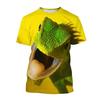 Kids 3D Printed Chameleon Lizard Round Neck Short Sleeve Tees Trendy Casual Tops For Daily Outdoor Play And Relaxing Summer Street Occasions