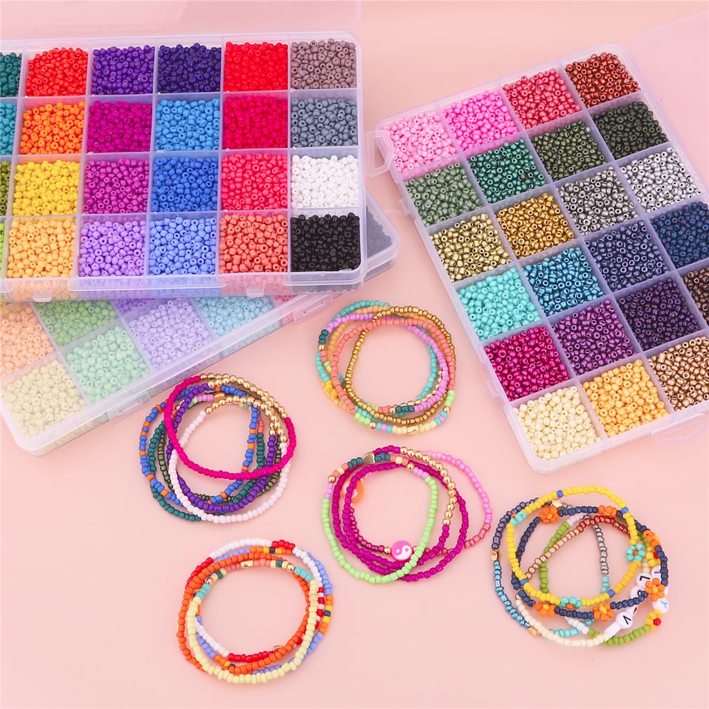 Yiwu 24 Farben 3mm Mix Saatperlen Set 12000 Stück pro Box für DIY Schmuck Perlen Halskette Armband Ohrring Herstellung Set