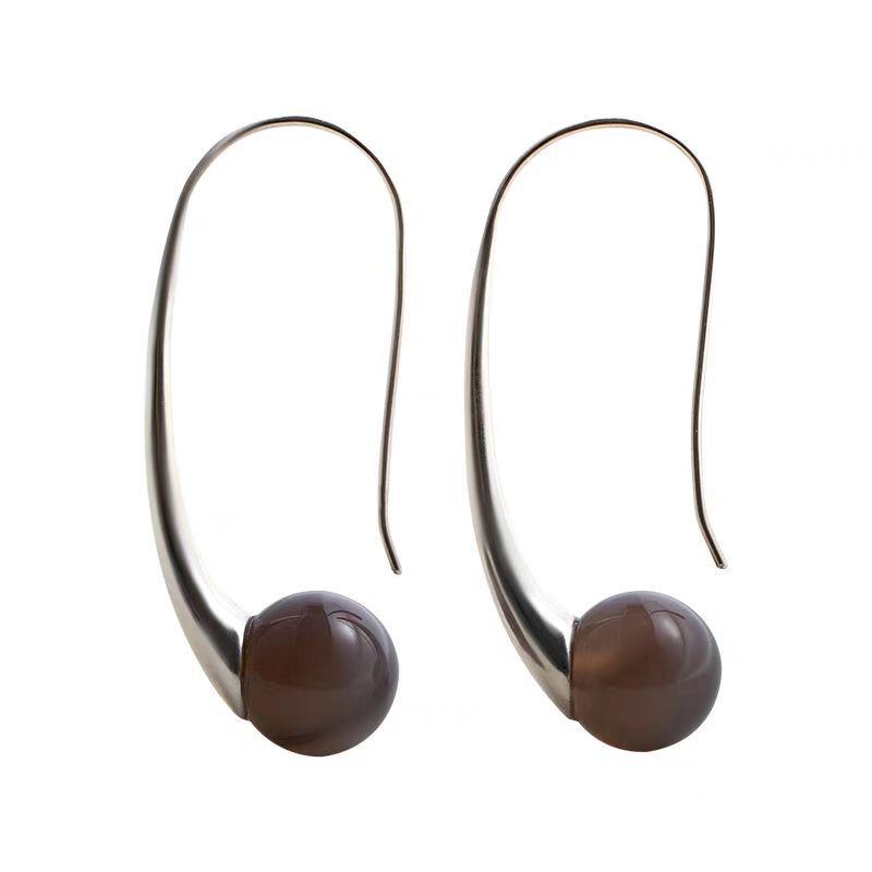 Elegant Agate Long Earrings with Unique Design - Simple, Versatile, and Luxurious Ear Hooks