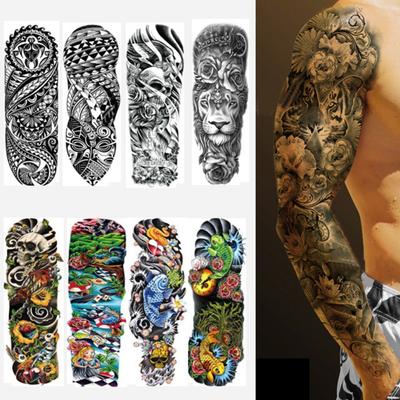 Kkusum Long Sleeve Tattoo Tattoo Sticker Irezumi Large, 02.TQB-02, 1 Piece