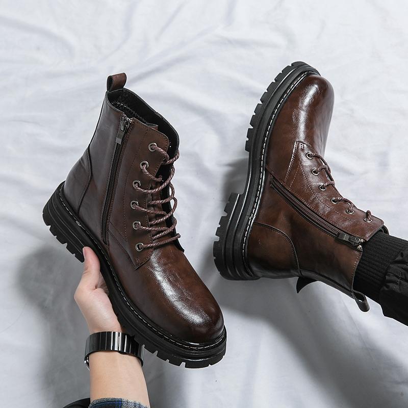 Winter New Ankle Boots for Men Fashion Thick Bottom Casual Boots Classic Handmade Genuine Leather Ankle Boots Designer Men Boots