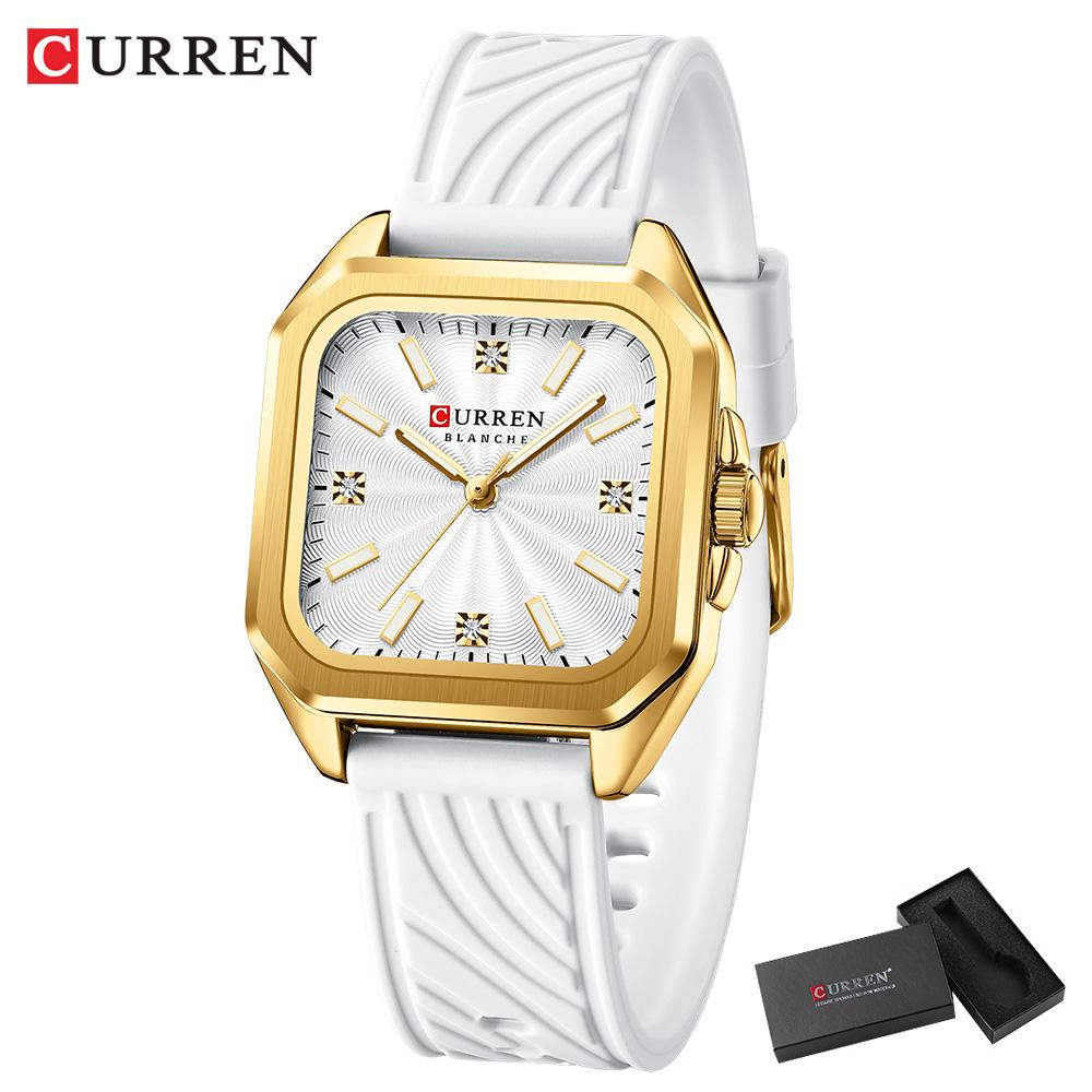 CURREN Fashion Square Women Watches Casual Silicone Strap Quartz Watch for Girls Clock Reloj Mujer With Box