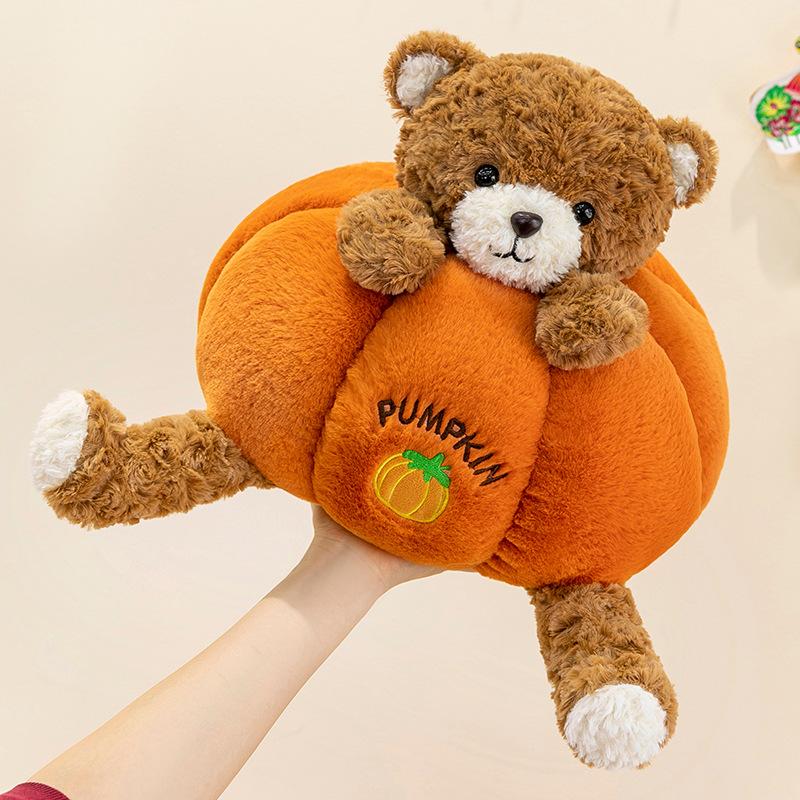 Cute Pumpkin Bear Doll Plush Toy Girl Bed Sleeping Doll Warm Heart To Accompany Girlfriend Birthday Gift