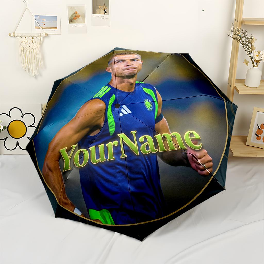 Cristiano Ronaldo Personalized Name Umbrella Automatic Umbrella Retractable Design with 8-Rib Durability Durable Plastic Iron for Women/Men