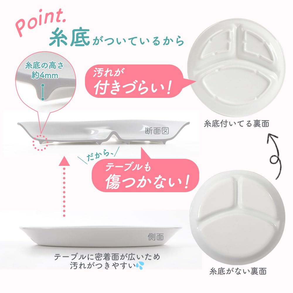 22cm Three-Compartment Lunch Plate by Maruku Paju (Official) - Water-Resistant, Shatter-Resistant, Children's Dishwasher and Microwave Safe, Suitable