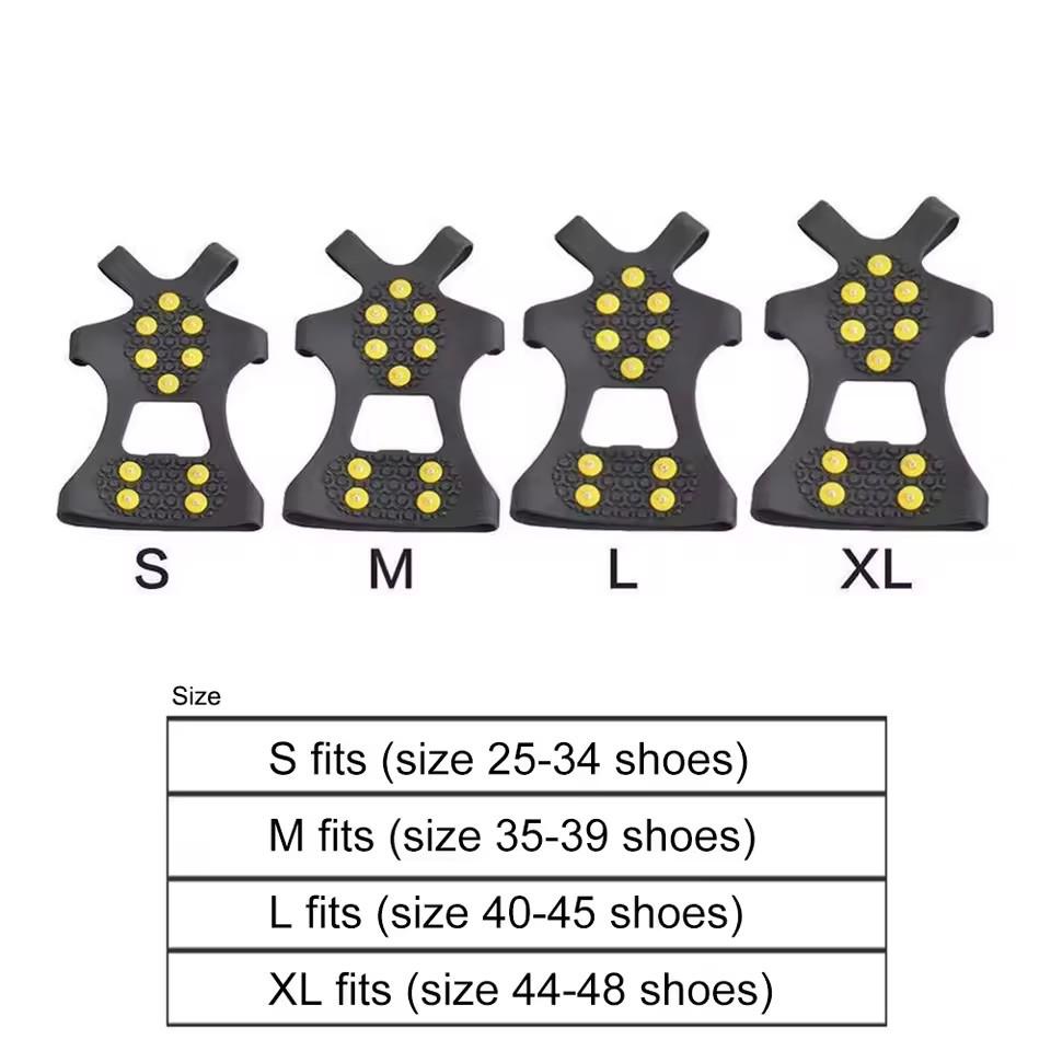 Outdoor Silicone Ice Cleats: Anti-slip Shoe Covers with 24 Teeth Snow Spikes & 10 Teeth Steel Mountaineering Claws
