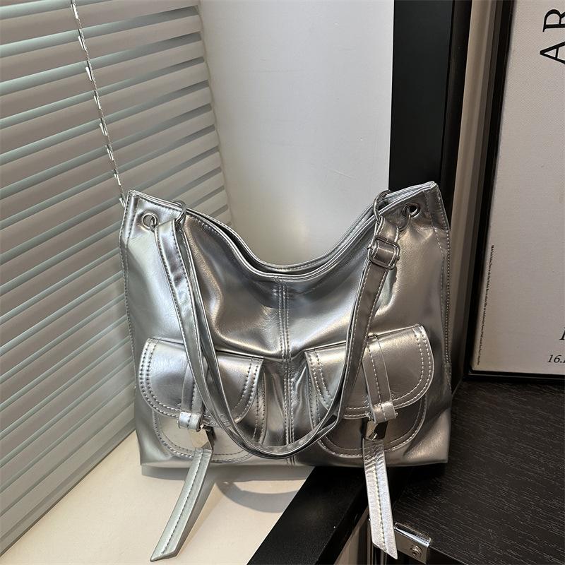 Multi-pocket Fashion Casual Texture Work 2025 Simple Large Capacity Casual Shoulder Tote Armpit Bag Women