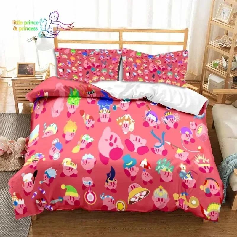 3D Printed Kawaii Cartoon Kirbys Bedding Set Single Twin Full Queen King Size Bed Set Adult Kid Bedroom Bedding Gift