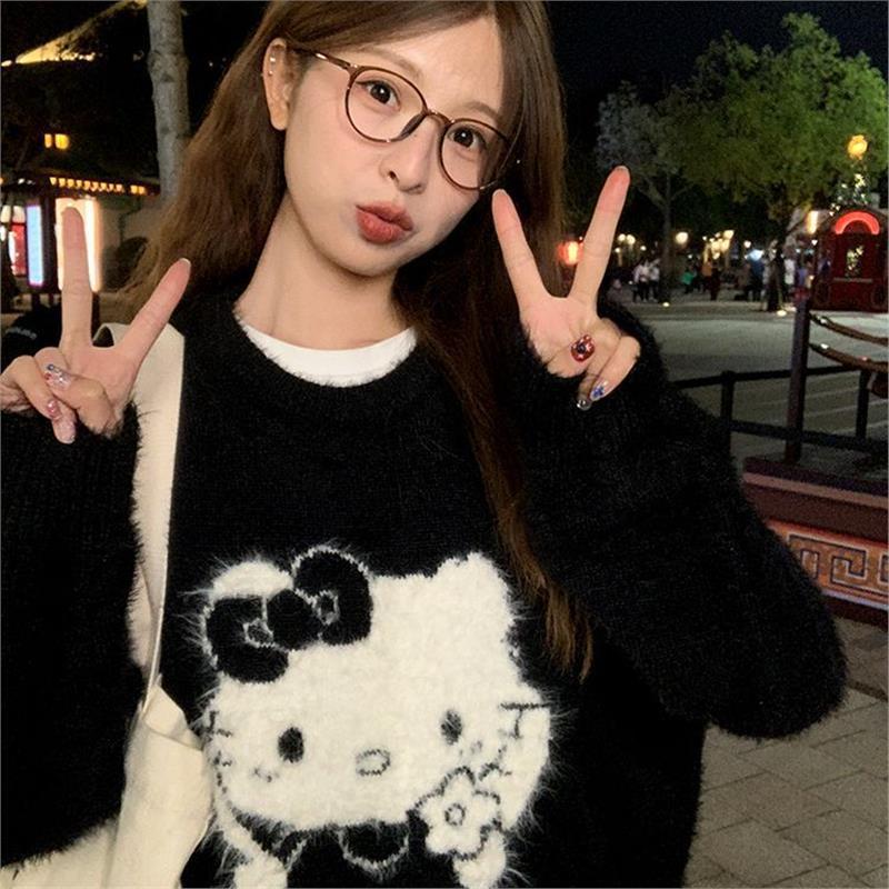 Korean Style Cute Round Neck Loose Pullover Sweater for Autumn/Winter 2025