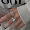 Personalized Retro Geometric Ring for Women - Korean Style Pleated Texture Embossed Adjustable Hip Hop Index Finger Ring