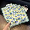 Sen green flower print fresh imitation silk scarf premium versatile square scarf neck protection scarf trendy headscarf scarf women