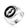 Solid Lips Ring 316L Stainless Steel Rock Man Punk Ring Size 7-13