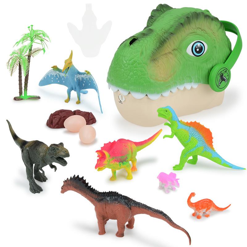 Large Portable, Tyrannosaurus Rex Storage Box Set, Backpack Dinosaur Head Simulation Animal Model Toy.