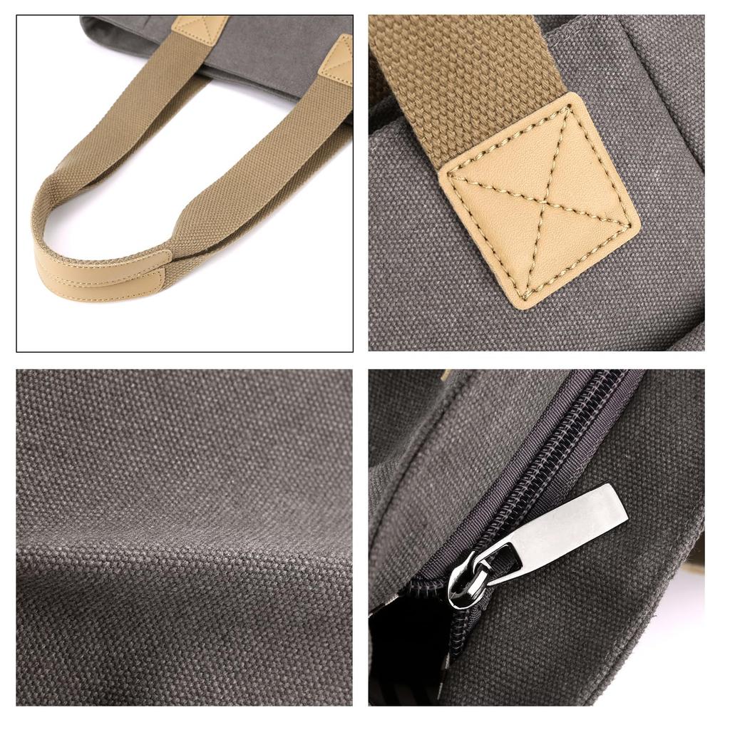 Manukori Women's Small Canvas Tote Bag, Shoulder Bag, Handbag, Shoulder Bag, Crossbody Bag, for Commuting, School, and Travel (Khaki)