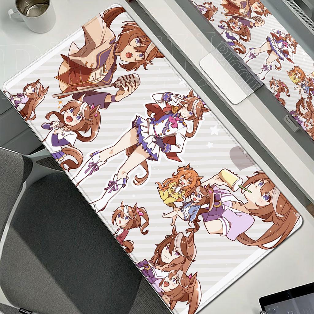 Mousepad Large Anime Tokai Teio Umamusume Computer Gamer Lock Edge Mouse Pad Large PC Gaming Pretty Derby Desk Pad Office Caepet