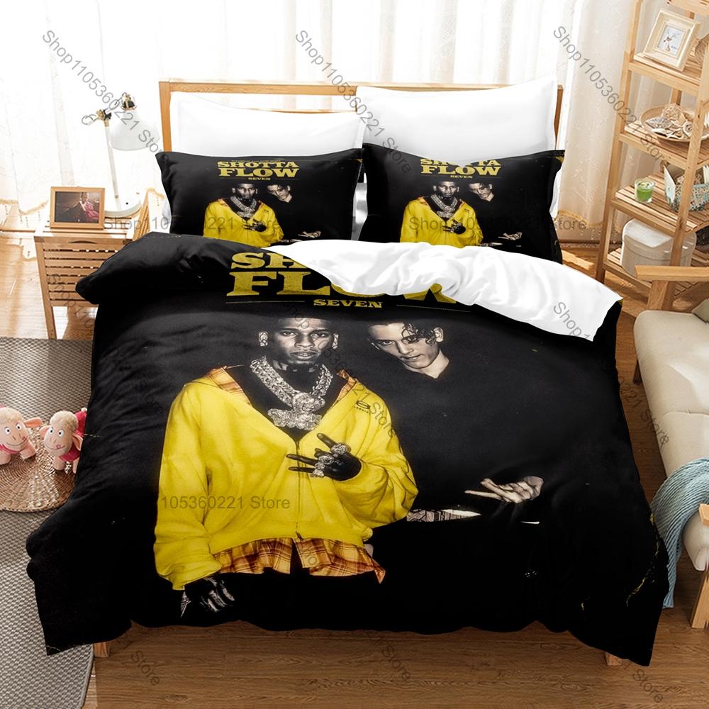 Viral Meme Rap Artist Lil Mabu Hit Song Graphic Hip Hop Bedding Set Duvet Cover With 2 Pillowcases Teen Urban Bedroom Decor