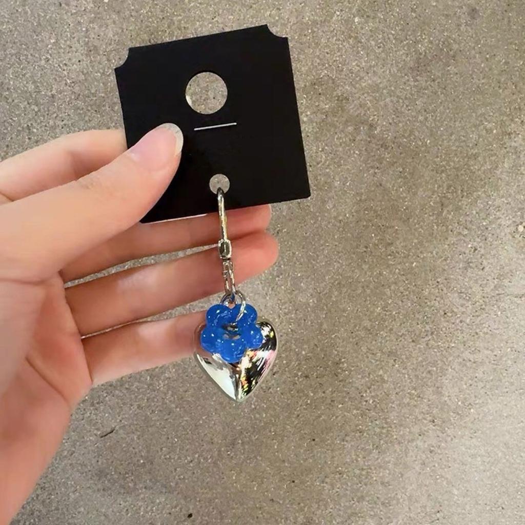 Sweet Colorful Flower Heart Keychain Pendant Lovely Hangings Decorations Keyring Charm for Purse Bag Backpack Handbag