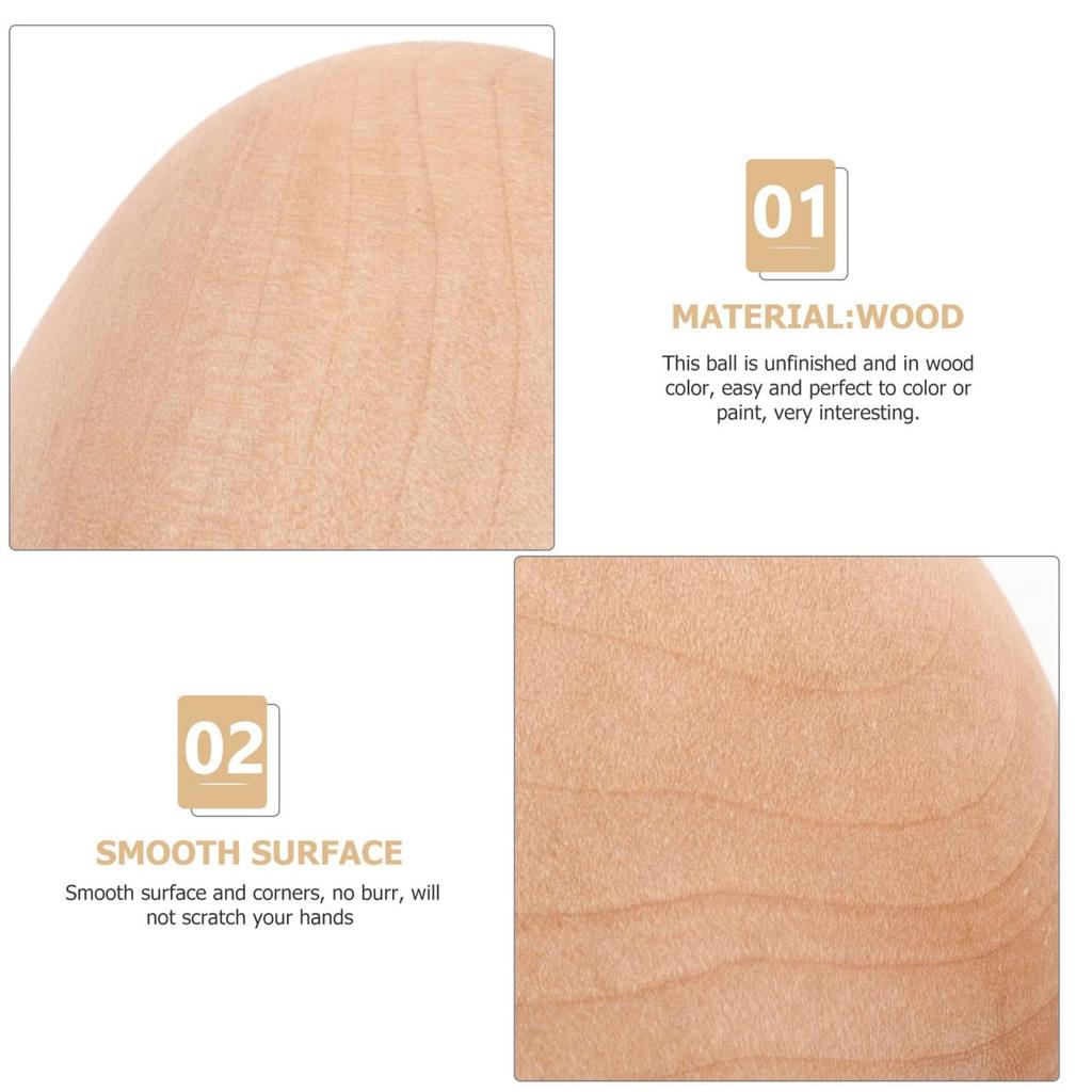 Healifty Holzeier, Set mit 6 Stück, Unbemalte Dummy-Eier, für Tole-Malerei, DIY-Basteln, Handgefertigte Eiformen, Spielzeug, Rollenspiel, Lebensmittelmuster,