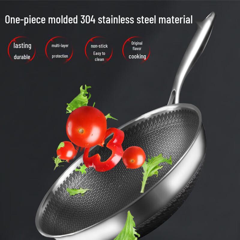 Hanle 304 Stainless Steel Honeycomb Non-stick Wok