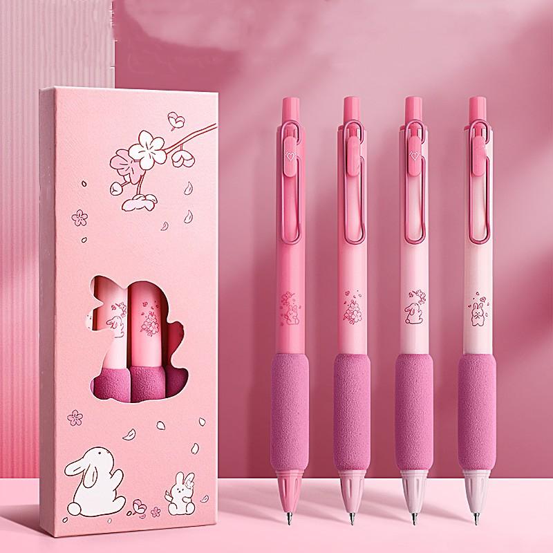 4 stk/sett Kawaii Cartoon Bear Mekanisk Gel-blekkpenn Søt skolekontorskriveutstyr Skrivesaker Dekor Gave Studentrekvisita