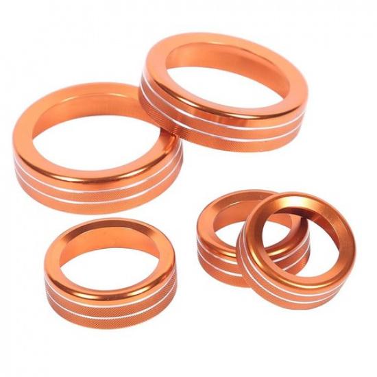 5Pcs Orange Center Console Knob Trim Ring Cover Fit For Ford Maverick -