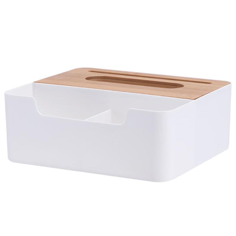Multifunctional Bamboo Lid Tissue Organizer Box