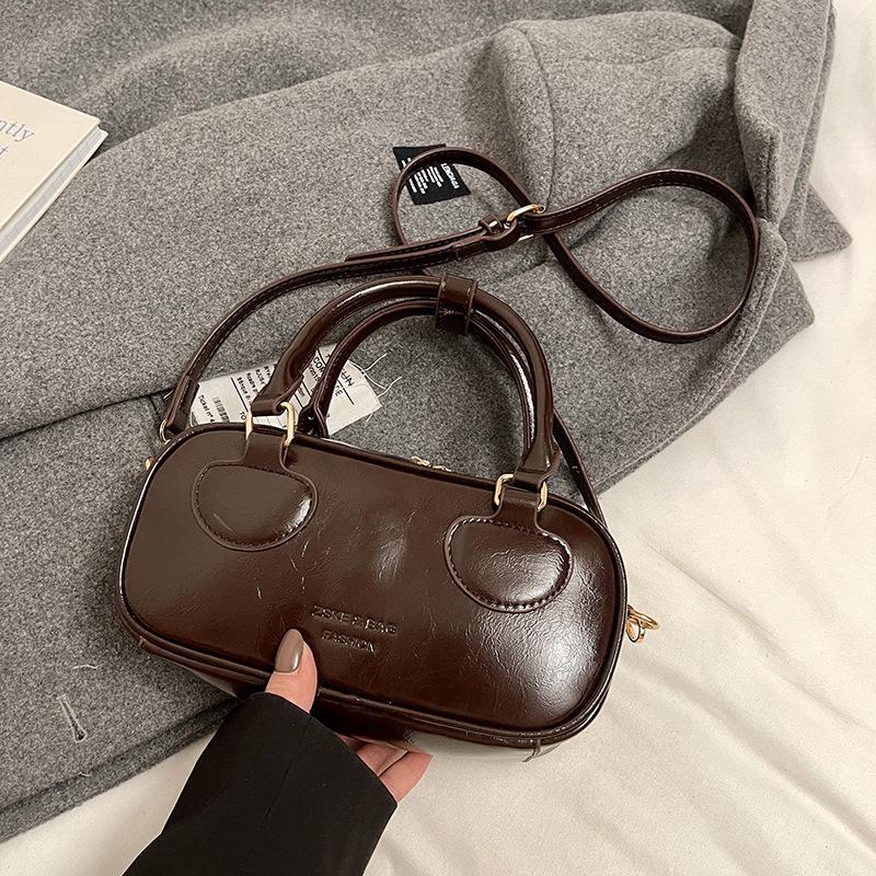 Popular Hot-selling Maillard Premium Oil Wax Leather Portable Boston Bag Women's Versatile Commuter Simple Messenger Bag