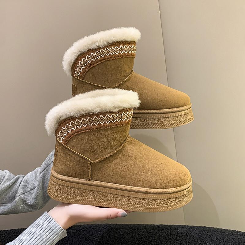 

Fashion and leisure women s snow boots autumn and winter retro velvet thickened warm short boots ethnic style one-pedal cotton shoes 40 верблюд