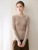 Women's 100% Pure Cashmere Seamless Sweater: Round Neck, Ribbed, Slim Fit, Minimalist Knitted Base Layer