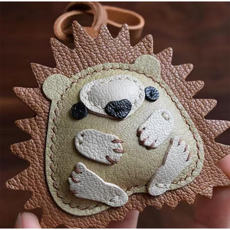 Sheepskin Handmade Real Leather Black No Face Bag Charm KeyChain Gift Cute Decoration For Bags Exquisite Charm Bag Accessories