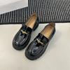 British style small leather shoes women's 2025 spring new retro versatile patent leather loafers heightened platform black single shoes