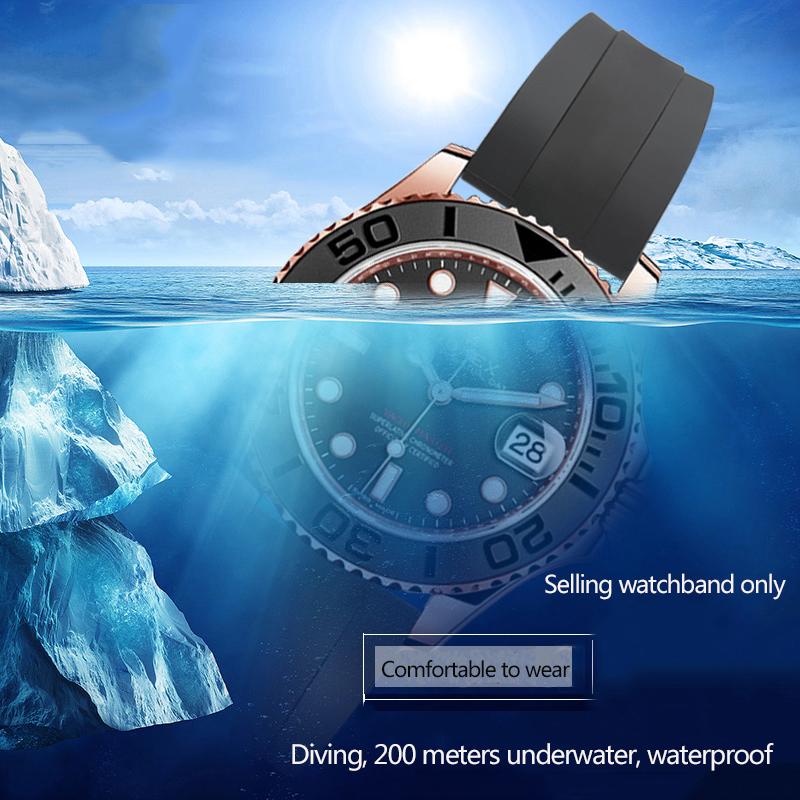 Correa de Reloj de Caucho Para Seiko Tudor Citizen Correa Con Hebilla de Acero Inoxidable Pulsera de Reloj Impermeable 20mm 21mm Negro Azul