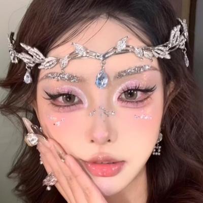 Super Fairy Rhinestone Fringed Forehead, Elf Leaf, Water Drop Headband, Sweet And Advanced Princess Headgear, Bridal Crown