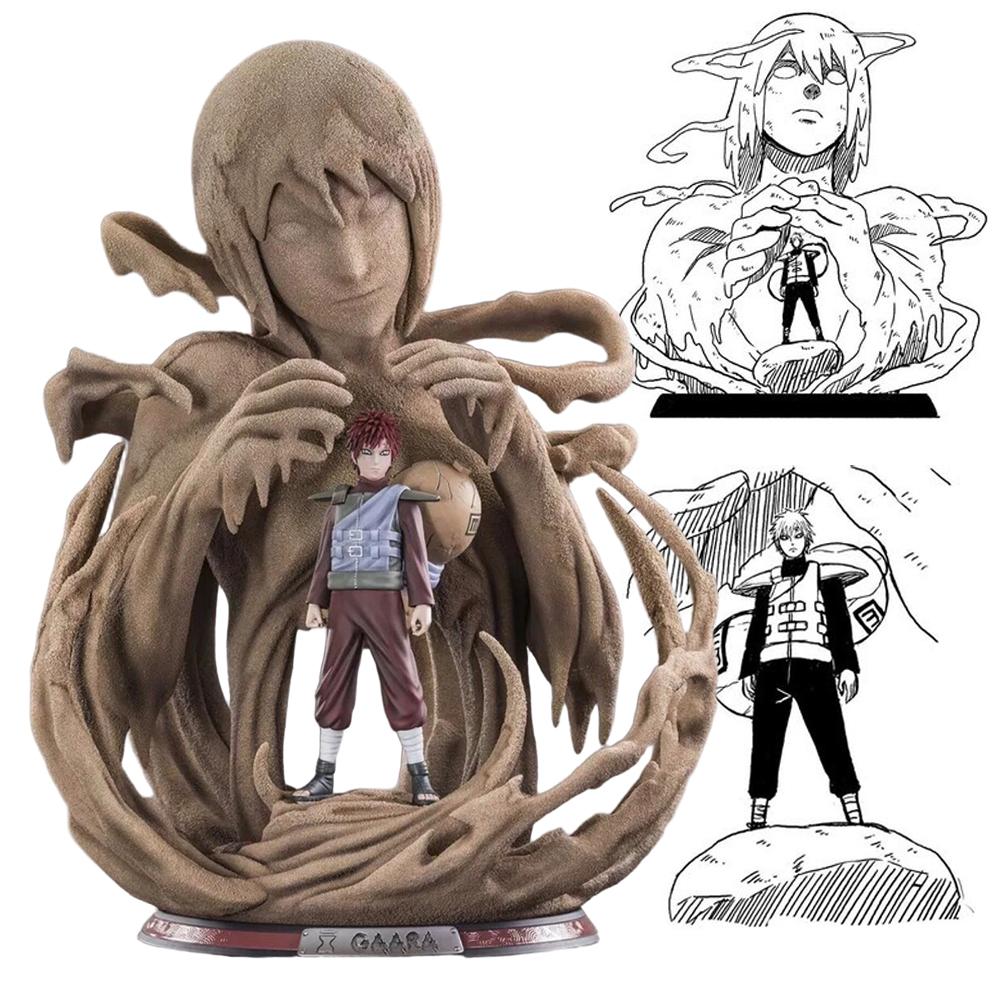 BANDAI 17CM Anime Naruto Shippuuden Gaara Stehende Szene Modell Spielzeugpuppe Sammlung Naruto Schreibtischornamente Actionfigur PVC